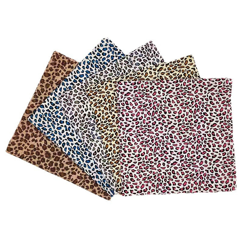 Pure cotton leopard print fabric diy handmade patchwork fabric 5 pieces all cotton fabric set cloth head