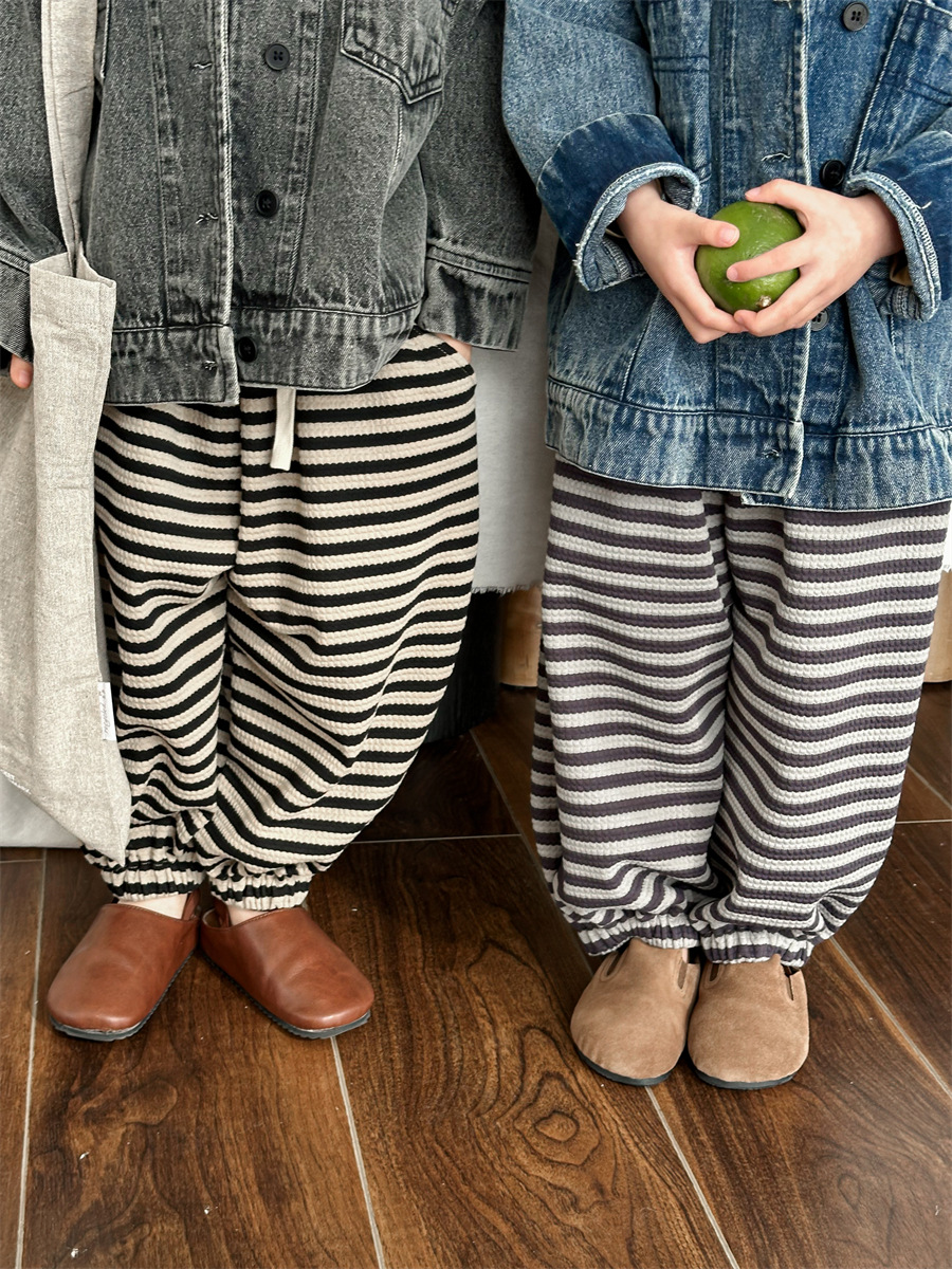 Jiaye children's 2024 children's spring new striped bloomers men's and women's fashionable casual pants sweatpants trousers