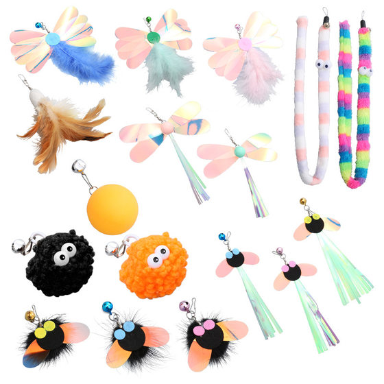 Amazon Explosions Pet Products Feather Fun Cat Stick Replacement Head Collection Fairy Stick Self-Hi Fun Cat Toy