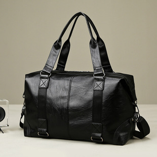 New Travel Shoulder Crossbody Travel Bag PU Soft Leather Texture Sports Training Bag Large Capacity Casual Portable Storage