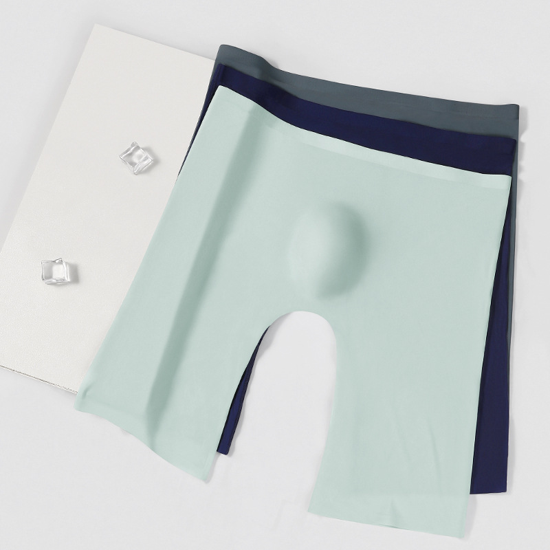 Men's Ice Silk Underwear Sports Men's Summer Thin Boxer Pants Long Anti-wear Leg Traceless Running Quick-drying Boxer Shorts