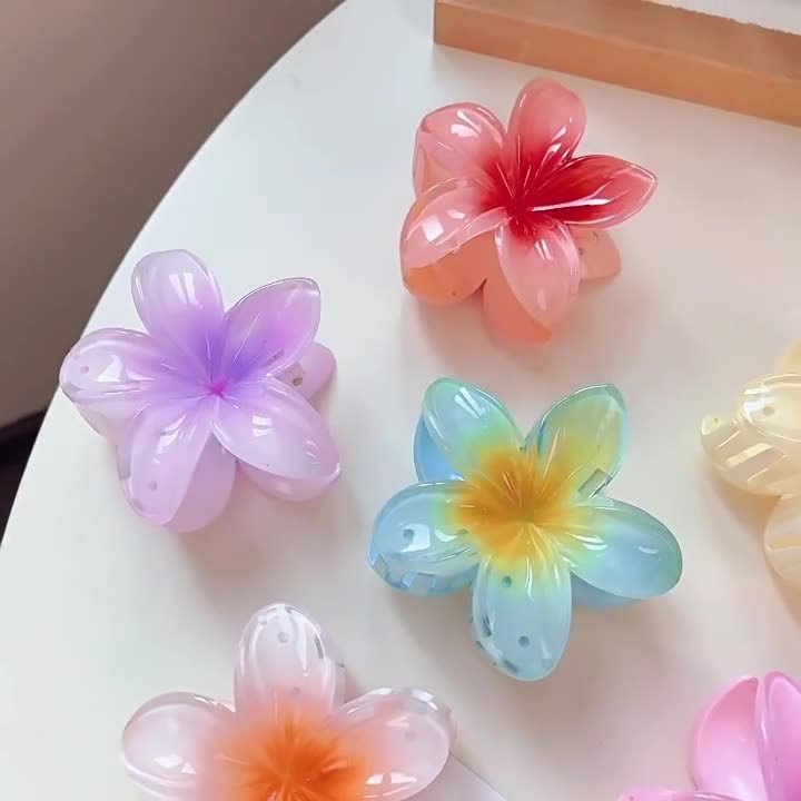 Egg Flower Grab Clip Advanced Gradient Flower Large Grab Clip Hair Accessories Super Fairy Head Disc Hair Headwear Shark Clip_voghion.com