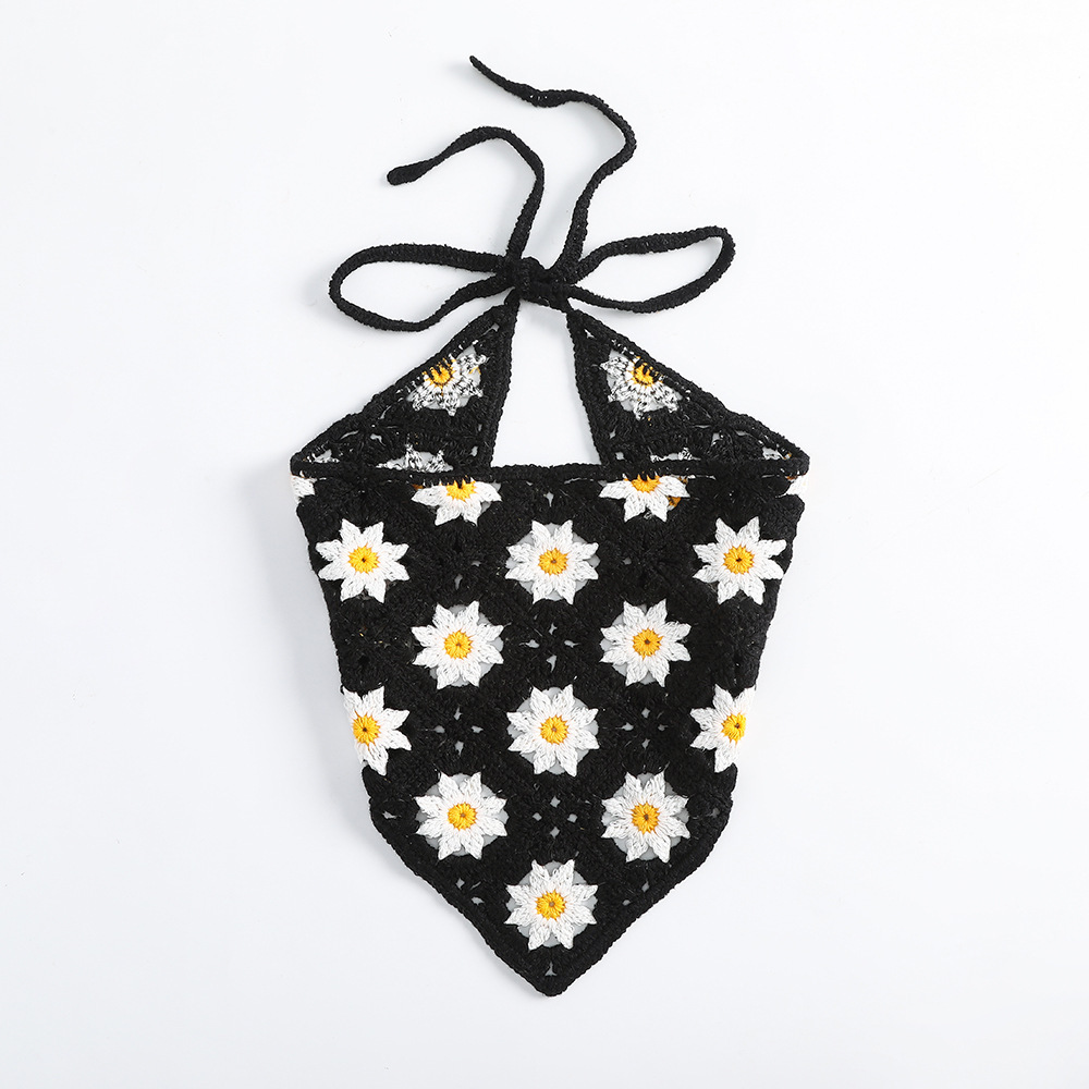 European and American Cross-border New Creative Fruit Triangle Scarf Taiji Crochet Woven Cotton Strawberry Strap Headscarf Headband Women