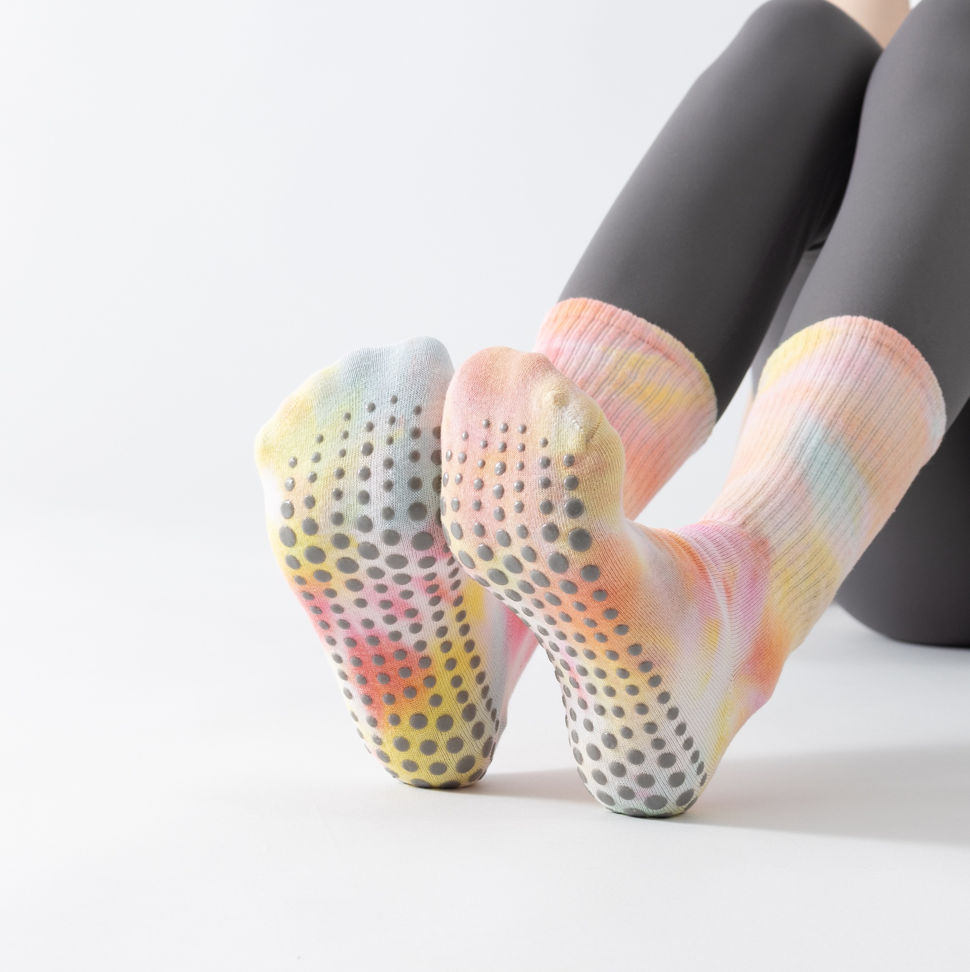 [Factory Direct Supply] Tie-Dye Long Fresh Style Yoga Pilates Socks Dancing Exercise Dance Anti-Slip Socks Sweat Absorbing Anti-Slip