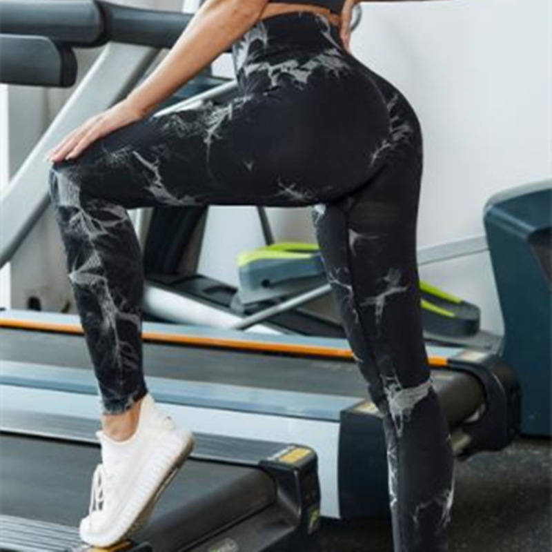 Yoga Tie-up Tie-dye European and American Peach Hip Fitness Pants High Waist Hip Sports Pants Hip Yoga Pants