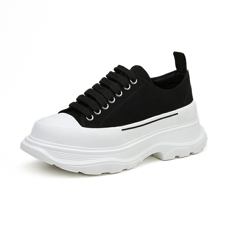 McQueen Canvas Shoes Women's Spring 2024 Thin Breathable Elevated Platform Platform Sports Casual Couple Torre Shoes