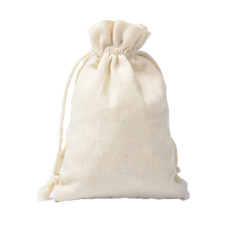 Cotton drawstring pocket dog excrement sugar rice packaging storage bag lock edge cotton linen bag can be printed LOGO
