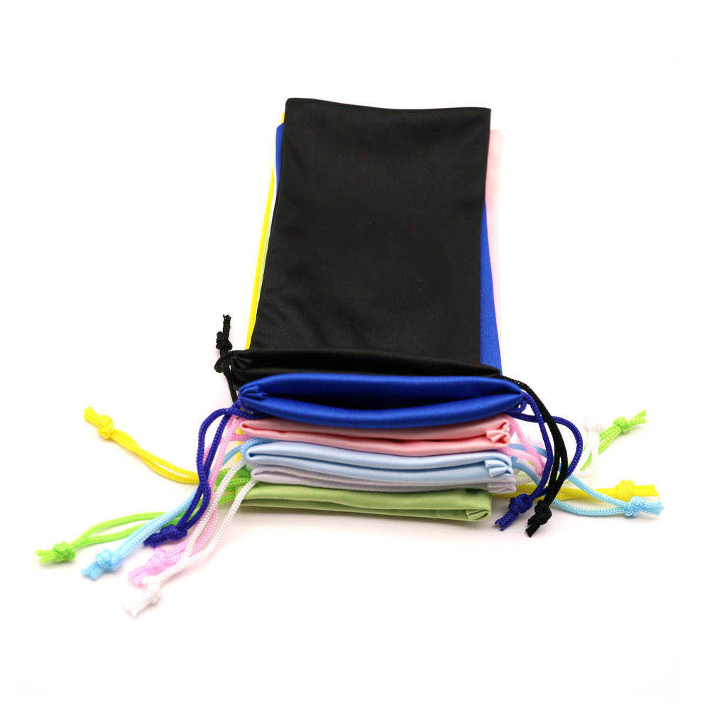 Spot wholesale new microfiber glasses bag solid color drawstring mobile phone storage bag pin two sunglasses bundle pocket