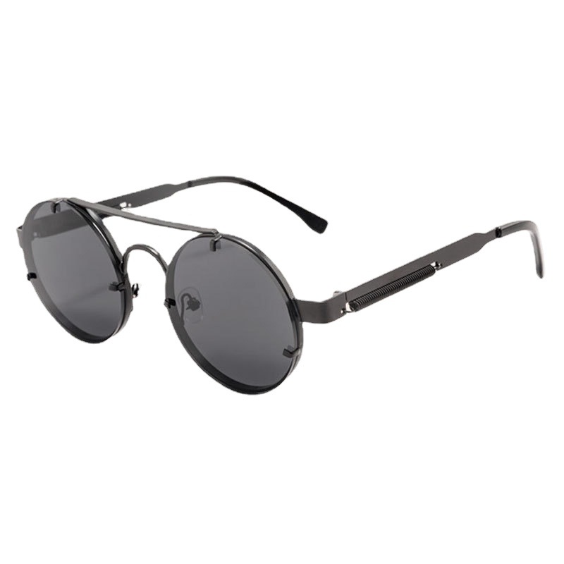 Men's Sunglasses 2023 New Fashion Prince Mirror Round Frame Spring Leg Personalized Sunglasses Cross Border Sunglasses
