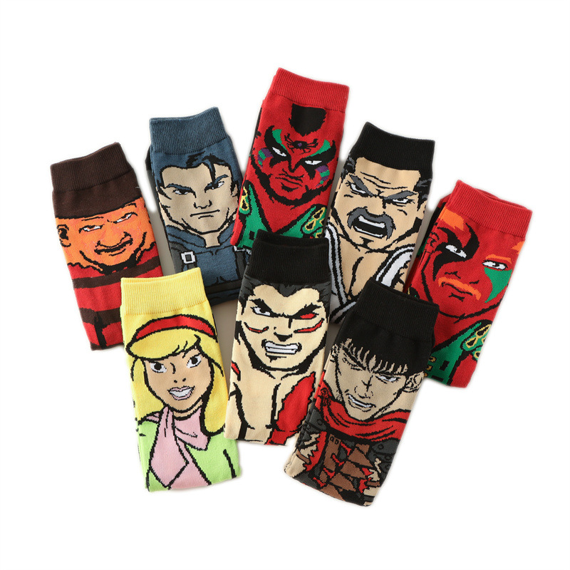 New Male Clown Cartoon Men's Socks Cross-border Source Female Cartoon Socks Personality Trend Skate Socks Factory Socks