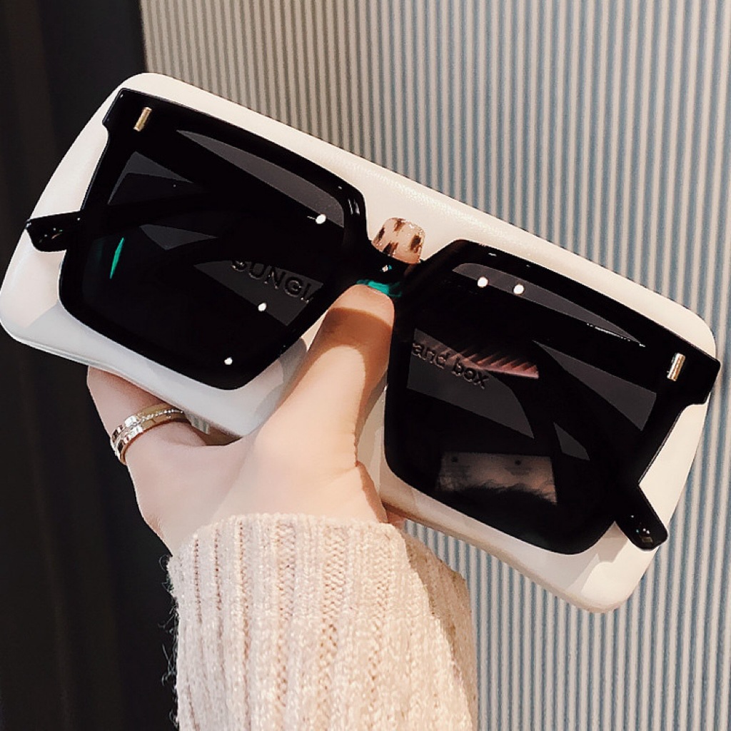 New Large Frame Trendy Internet Celebrous Sunglasses Little Red Book Women's High Sense Box Sunglasses Shake Tone Same Style UV Protection