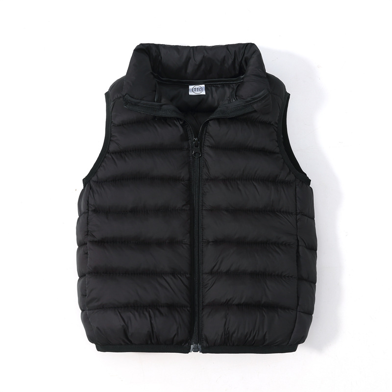 2025 Autumn and Winter Children's Down Cotton Vest Korean Style Light and Thin Boys' and Girls' Baby's Warm Vest with Vertical Collar