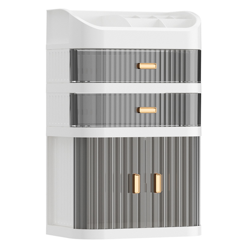 Cosmetic storage box sliding door drawer-type desktop storage cabinet multi-layer cosmetic box dressing table cosmetic box