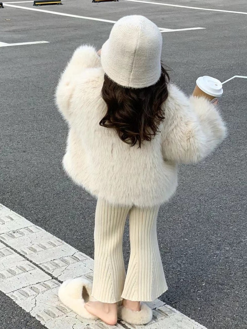 New girls' fleece-lined thickened coat children's fur coat imitation fox fur all-match Western style fur cotton-padded coat fashion