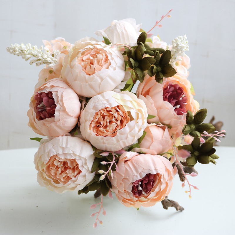13頭の牡丹のヨーロッパ式の包みの芯の牡丹の花の家庭の結婚祝いのシミュレーションの花|undefined