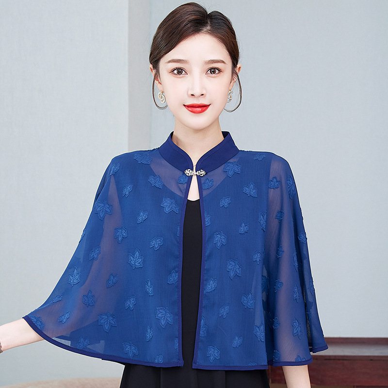 Fu Daiyi 8508 Summer Chiffon Shawl Cloak Pure Color with Strap Skirt Outer