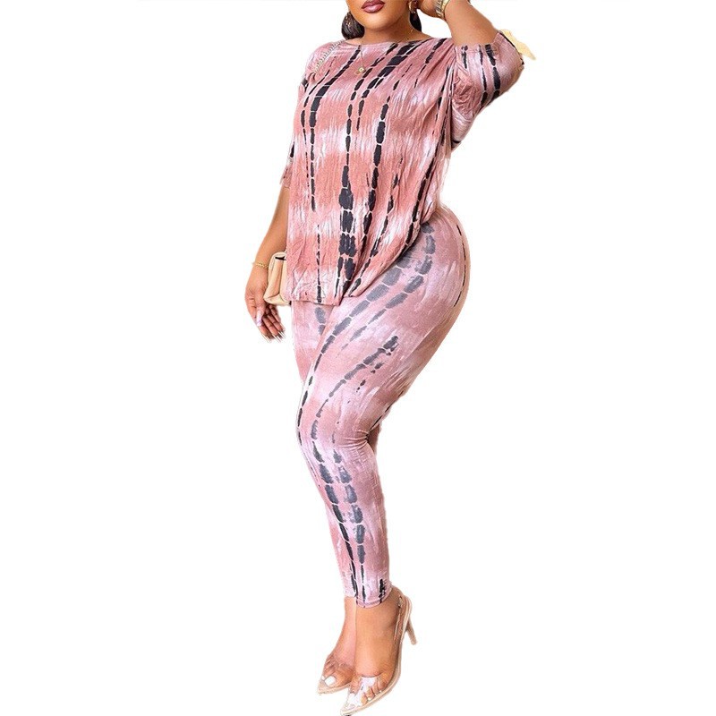 2023 European and American autumn women's girdle hip lift seamless high elastic fashion printed casual yoga pants + Top 2 piece set