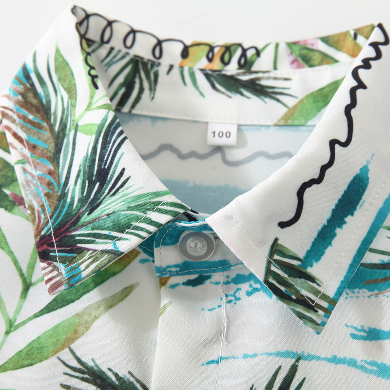Cool Holiday Style Boy's Shirt Hawaii Beach Short-sleeved Children's Coconut Tree Casual Shirt Summer New Children's Clothing