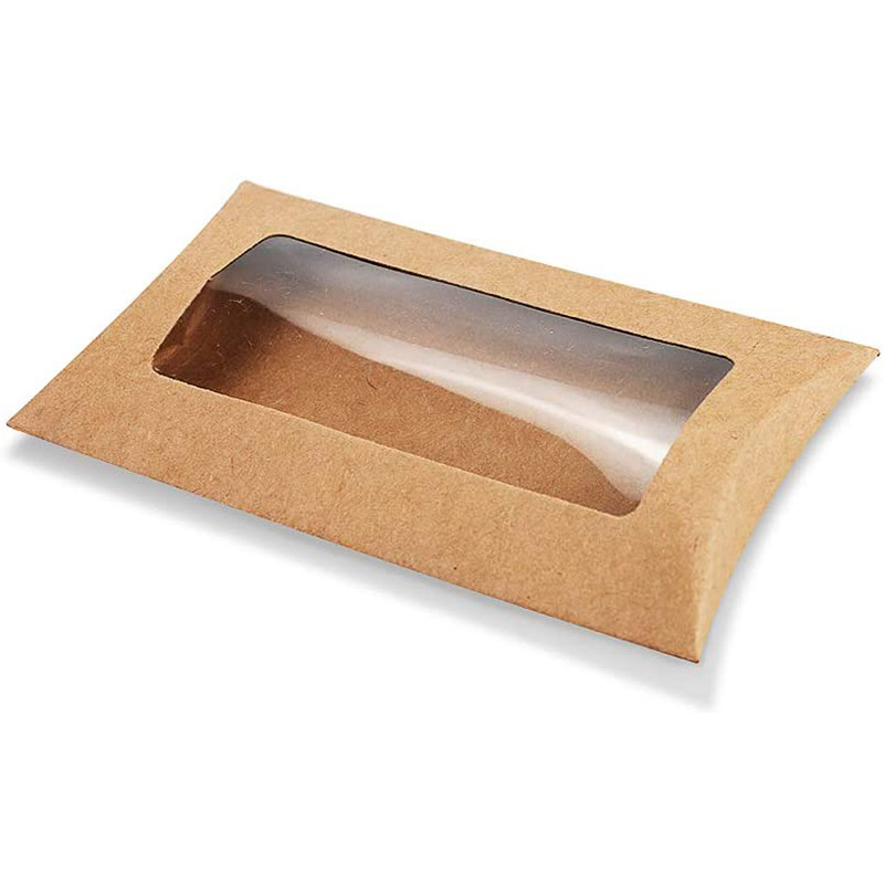 Window pillow box small gift packaging yellow Kraft paper pillow box spot wholesale