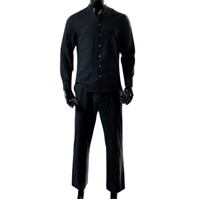 Cross-border European and American autumn and winter men's suit AliExpress Amazon hot sale new long-sleeved trousers two-piece set solid color fashion