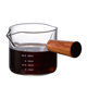 Wooden Handled Double Mouth Milk Cup Coffee Milk Cup Glass Coffee Cup Milk Cup Italian Glass Coffee Measuring Cup