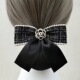 Vertical pearls with small tail-black flower-fine mesh