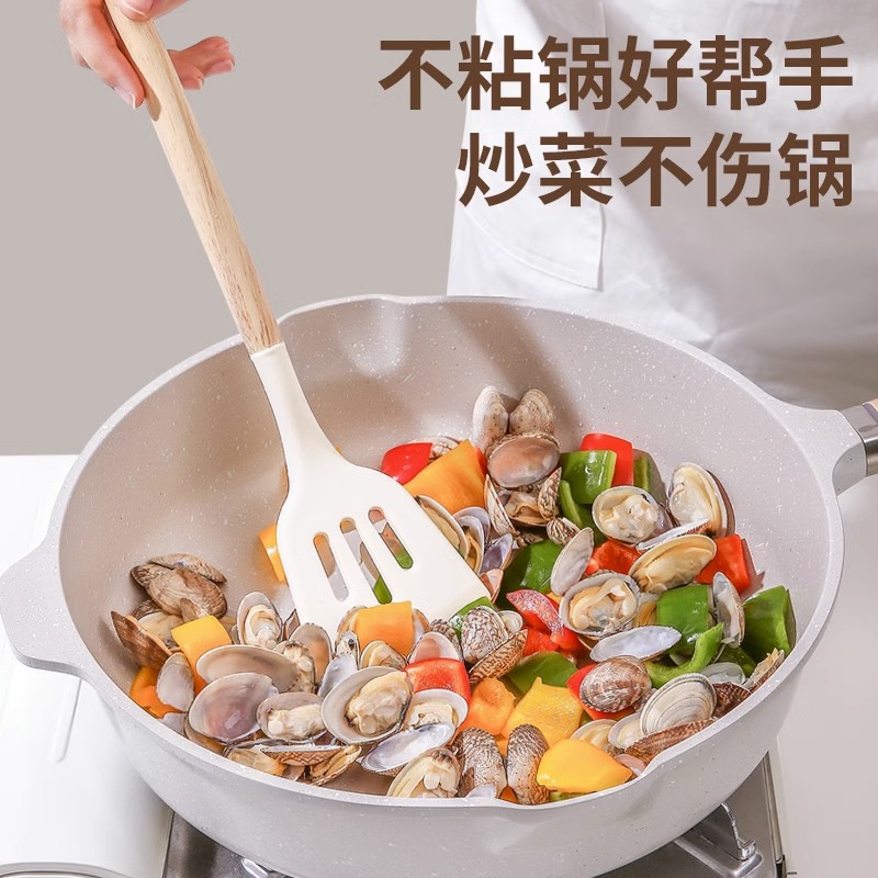 Factory wholesale white non-stick pan silicone spatula high temperature silicone pot spatula soup spoon kitchenware set