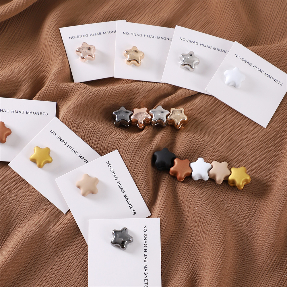 Cross-Border Star alloy bright matte strong magnetic buckle neck clip anti-running pin cap needle scarf buckle a pack
