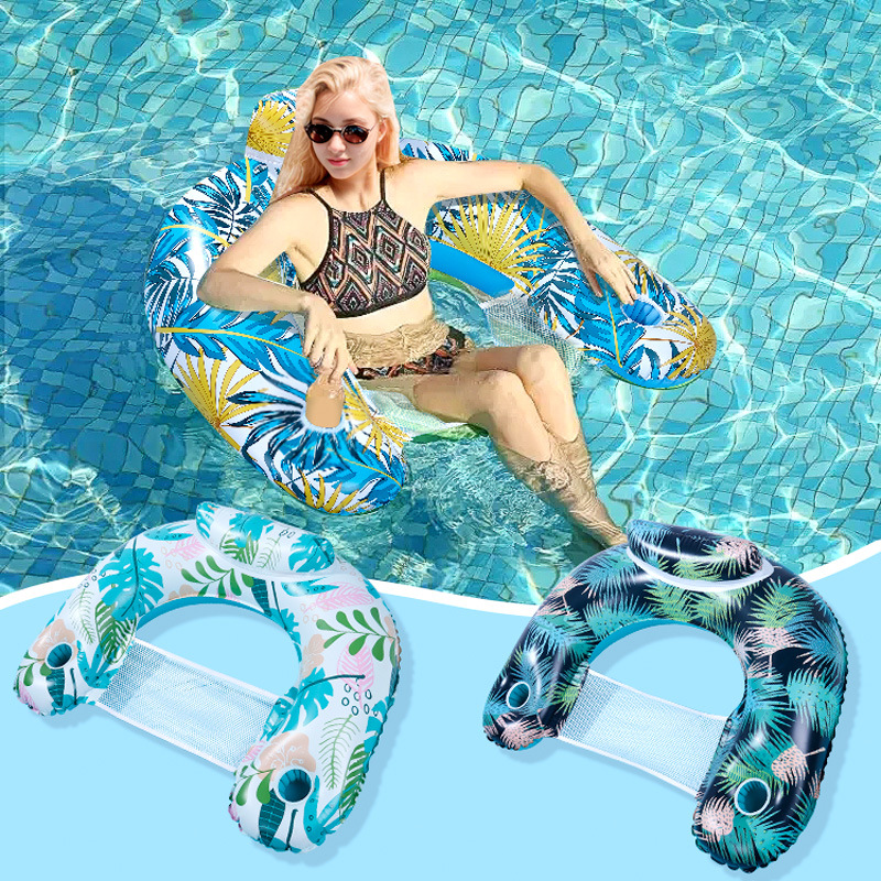 Source Factory Cross-border PVC Foldable Thickened Inflatable U-shaped Water Backrest Sofa Recliner Floating Row Floating Bed