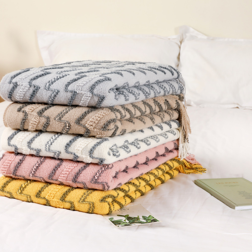 Sofa Blanket Knitted Blanket Nordic Sofa Towel Cover Cloth Tassel Wool Blanket Air Conditioning Blanket Nap Blanket Bed End Blanket