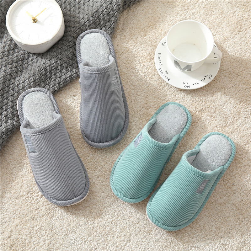 Autumn and Winter Corduroy Cotton Slippers Unisex Indoor Home Non-Slip Guest Slippers Household Baotou Home Moon Shoes
