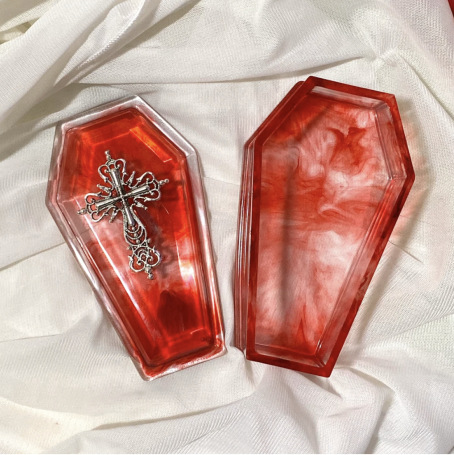億興diy水晶滴膠模具棺材收納盒裝飾模具殭屍模具暗黑鏡面吸血鬼