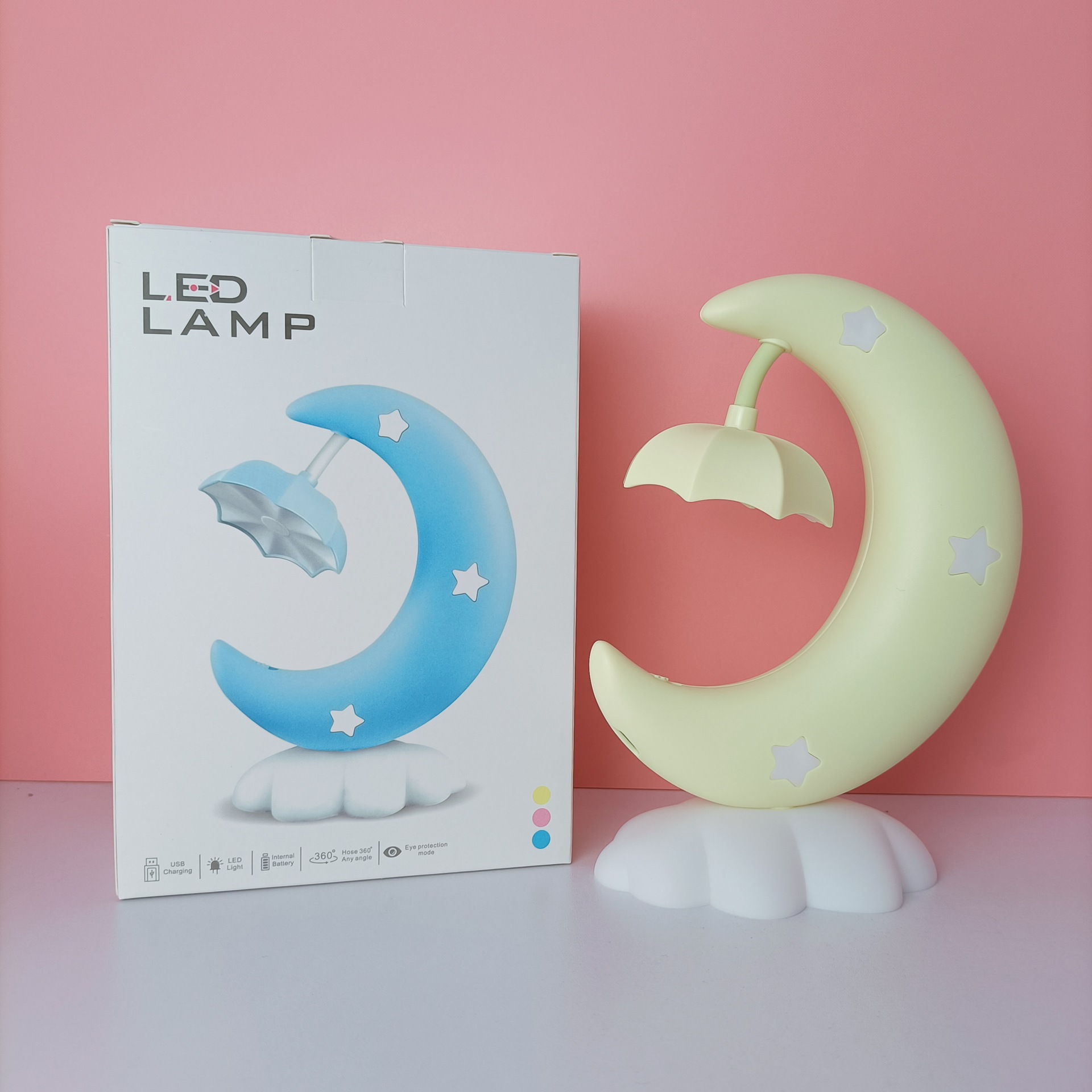 Cartoon Moon Boat Table Lamp Bedroom Sleep Lamp Baby Feeding Table Lamp Children's Nightlight Girl's Heart Bedside