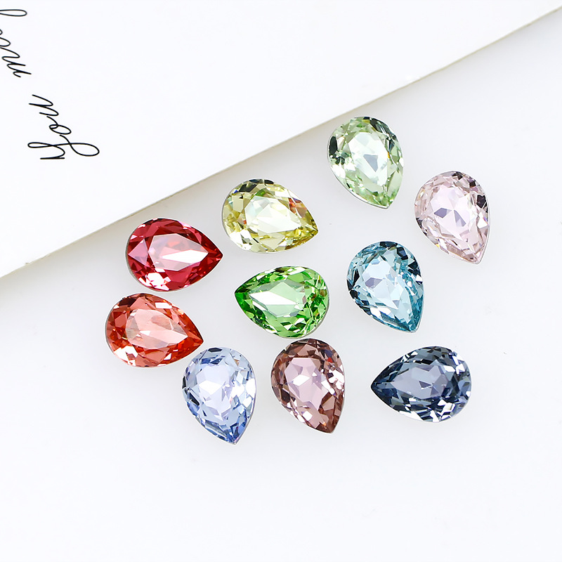 Dongzhou Crystal K9 Super Flash Pointed Diy Jewelry Accessories Color Hot Selling Manicure Drill 8*6mm Water Drop Pile Drill