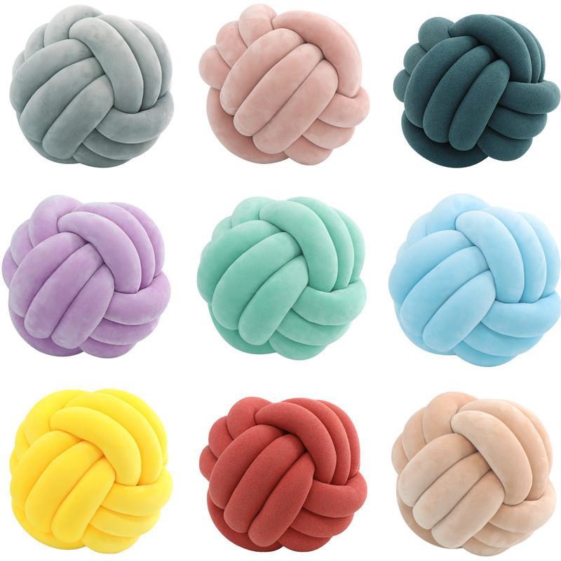 ins Spherical Pillow Home Nordic Style Sofa PP Cotton Filled Cushion Solid Color Woven Knot Ball Pillow