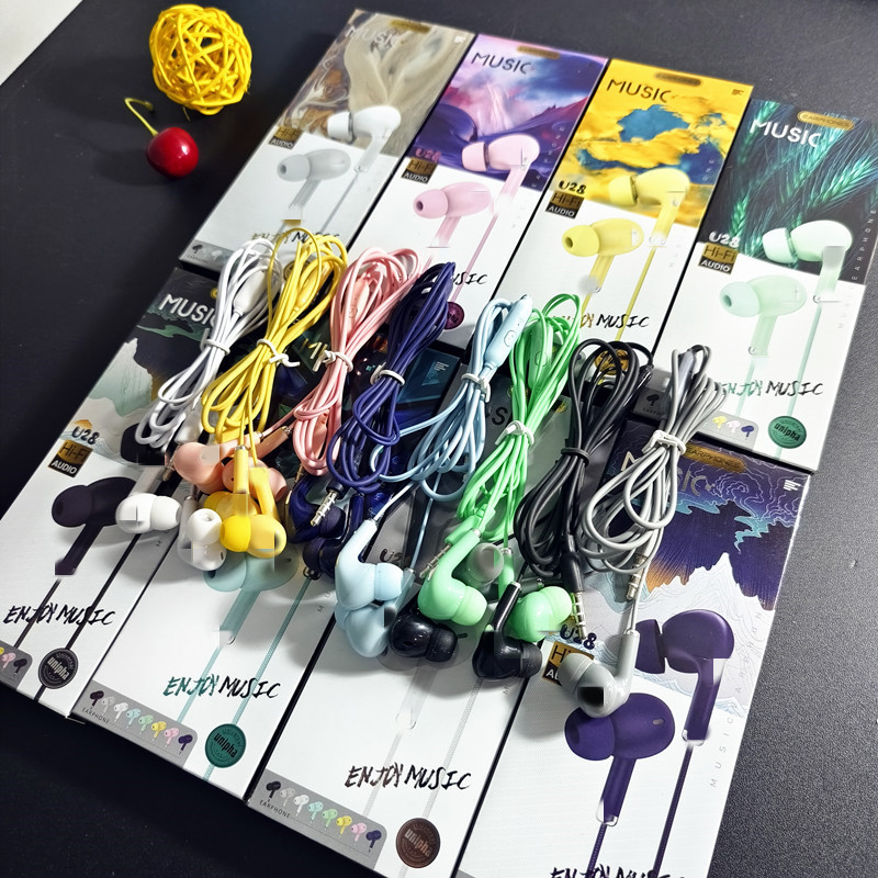 Macaron Color Headset Wire Control Suitable for Mobile Phone Round Hole 3.5 Headset Eight Color Mix and Match