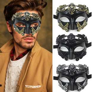 Cross Border Hot Halloween Masquerade Samurai Half Face Mask Ancient Greece Rome Venice Gentleman Men