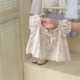 Girls' Summer suit 2024 New Korean-style Floral Short-sleeved Baby Girl's All-match Lantern Dress Two-piece Fashionable Set