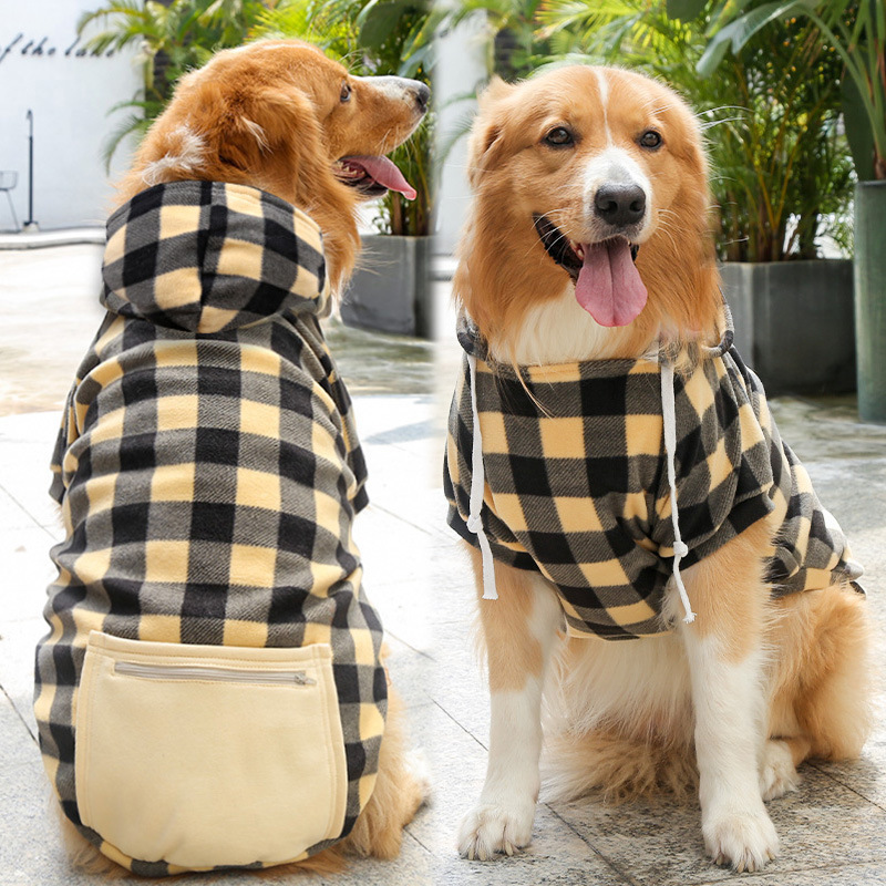 チェック柄犬トレーナー小中大犬猫その他のペット秋/冬ジッパーポケット服用品|undefined