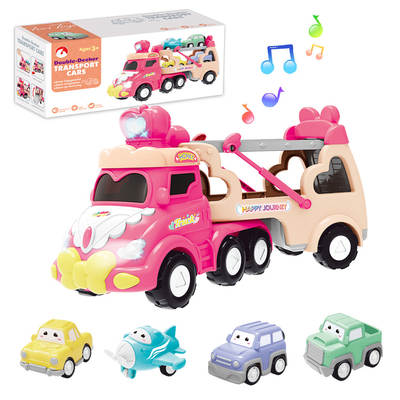 Cross-Border New luminous toy car inertia toy car model engineering car toy wholesale Double Crown Transportation