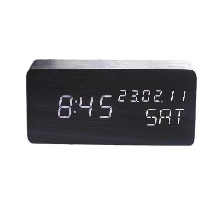 Calendar wooden clock electronic clock LED date week temperature display electronic alarm clock manufacturer wholesale
