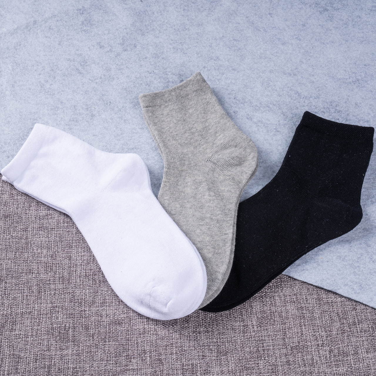 Socks men and women Black White gray solid color mid-length spring and autumn business casual breathable all-match simple sports socks