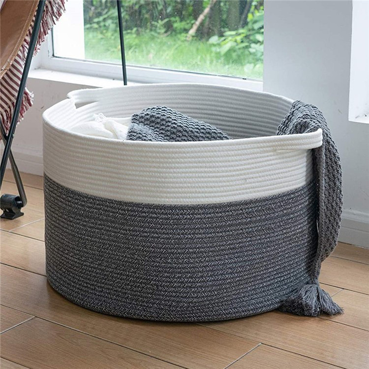 Foreign Trade European Style Cotton Rope Dirty Clothes Basket Household Oversized Dirty Clothes Basket Woven Storage Basket Baby Toy Storage Basket