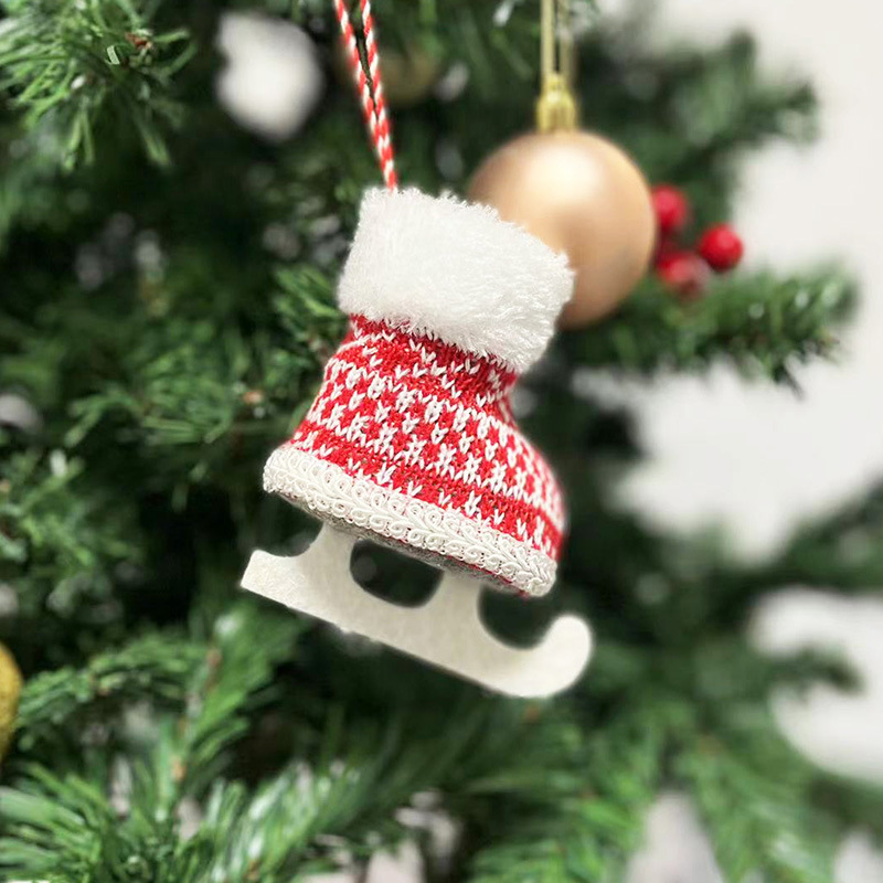 クロスボーダークリスマス装飾ニットぬいぐるみスケート靴スケート靴ペンダントクリスマスツリー装飾ペンダント|undefined