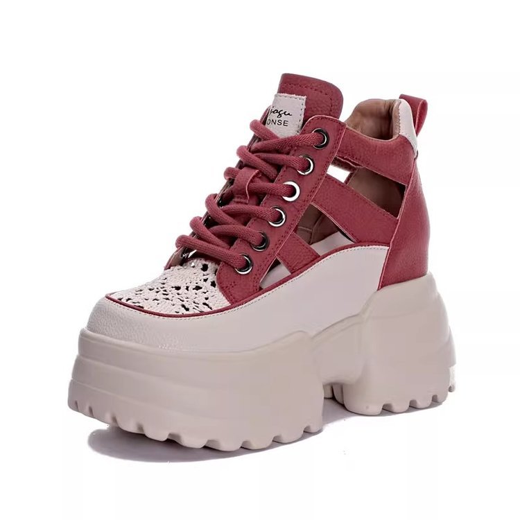 Inner Heightened Heel Sandals Women's 2024 Summer New Thick Bottom Platform Fashion Sports Wedge Hollow