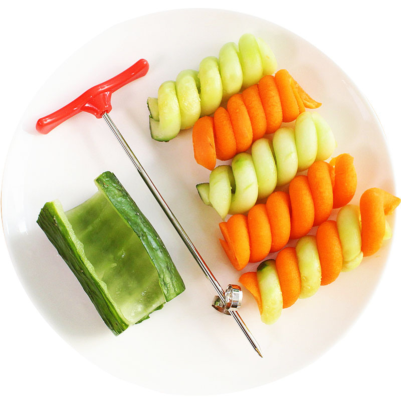 Cucumber Twist Spiral Knife Stainless Steel Screw Coil Kitchen Creative Tools Cutting Carrot Rotary Knife