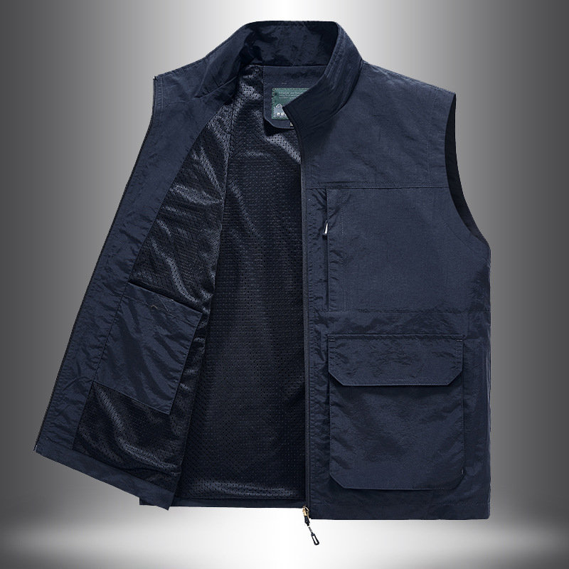 Men's Workwear Casual Vest Men's Shoulder Ware Outdoor Photography Vest Men's Middle-aged Fishing Large Size Loose Multi-pocket