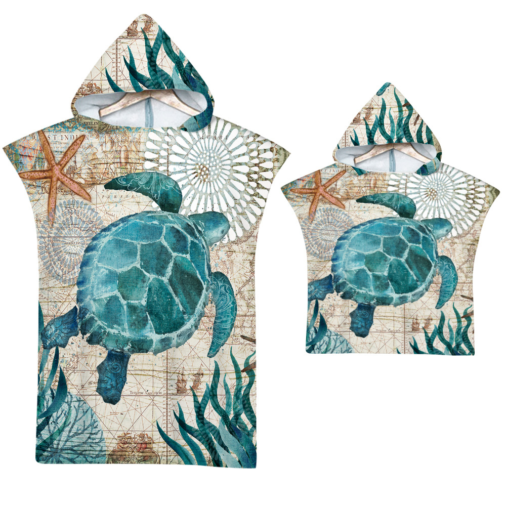 Ocean hooded bath towel beach towel cape beach dressing bathrobe printed hooded bath towel a minimum order