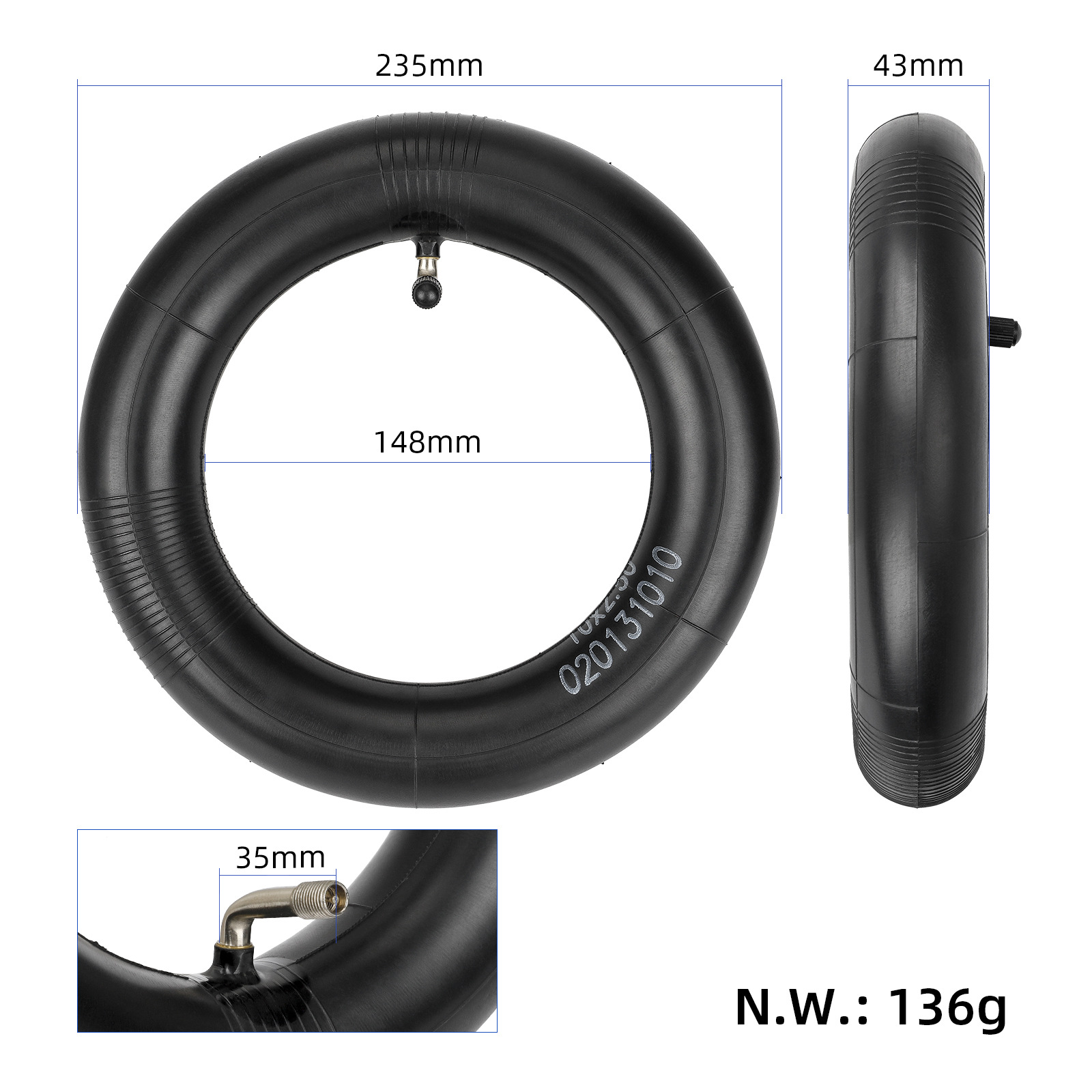 Ulip10 * 2.5 inflatable tire thickened inner tube can be adapted to 10*2.5 and 10*3.0 and 80/65-6.5 outer tires