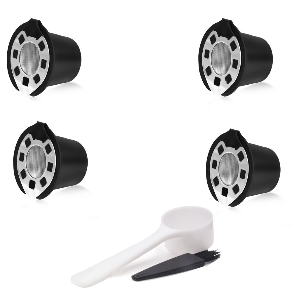 Best selling 6 piece Nespresso reusable capsule stainless steel lid refillable coffee powder shell